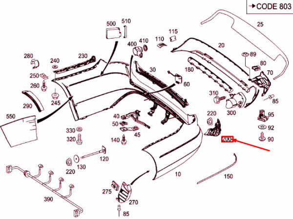 A2128853565 - NEW MERCEDES-BENZ E T-MODEL S212 REAR LEFT BUMPER MOUNTING A2128853565 ORIGINAL