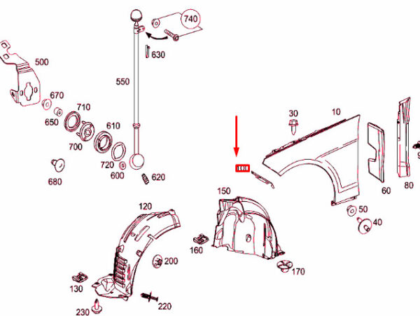 A2128891195 - NEW MB E W212 FRONT LEFT FENDER INTERLAYER A2128891195