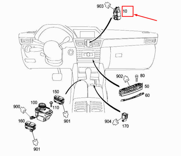 A2129051300 - New MERCEDES-BENZ E W212 Center Air Vent Hazard Button A2129051300