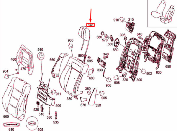 A21297074509D88 - NEW MERCEDES-BENZ E W212 FRONT LEFT SEAT HEADREST A21297074509D88 ORIGINAL