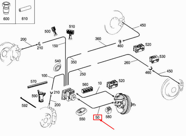 A2134200326 - NEW MERCEDES-BENZ CLS C257 MAIN BRAKE CYLINDER BRAKE LINE A2134200326 ORIGINAL