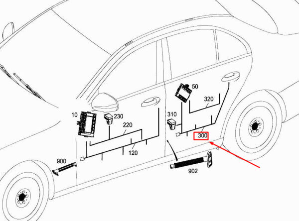 A2135401143 - Mercedes-Benz E W213 harness for rear right door A2135401143, original part
