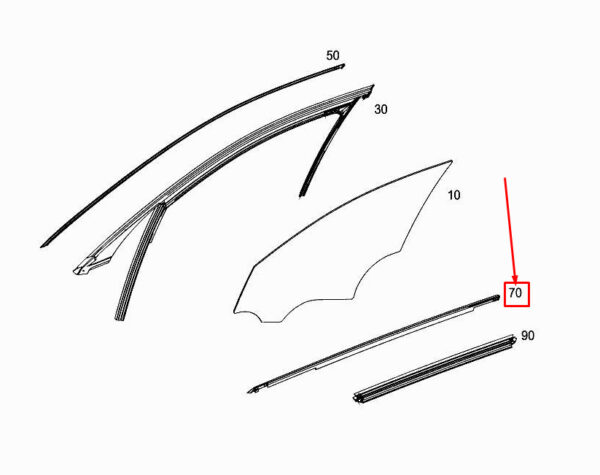 A2137200224 - NEW MERCEDES-BENZ E W213 FRONT RIGHT WINDOW SEALING RAIL A2137200224 ORIGINAL