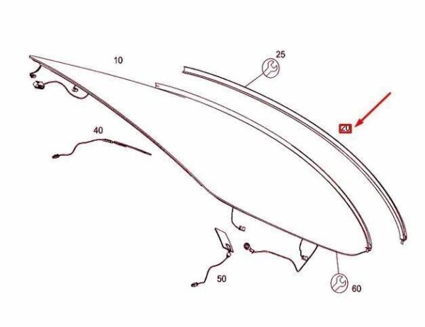A2137250800 - ORIGINAL MERC A2137250800 PRINTED REAR WINDOW BOTTOM GASKET