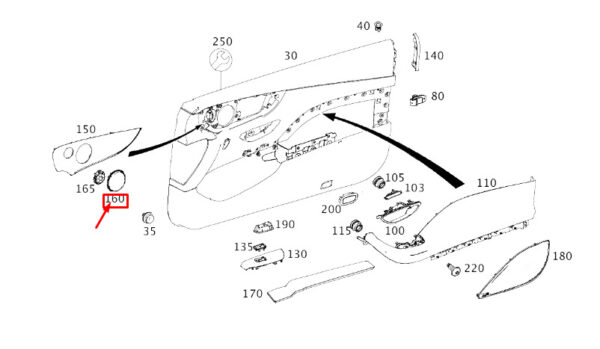 A2137279300 - NEW MERCEDES-BENZ E C238 FRONT LEFT DOOR SPEAKER COVER TRIM A2137279300 ORIGINAL