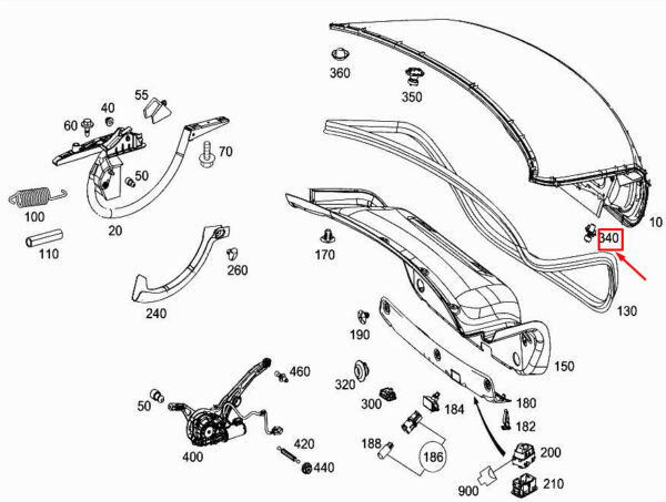 A2137501300 - Mercedes-Benz E W213 spring damper for tailgate bottom A2137501300, original part