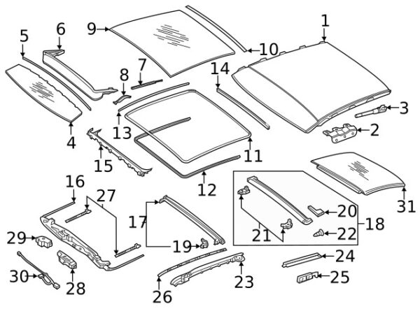 A213780430064 - Mercedes-Benz E-Class All-Terrain Front Sunroof Deflector Hinge