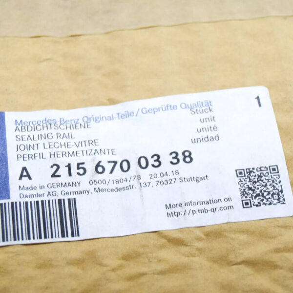 A2156700338 - NEW MB CL C215 REAR LEFT SIDE WINDOW OUTSIDE SEALING RAIL A2156700338