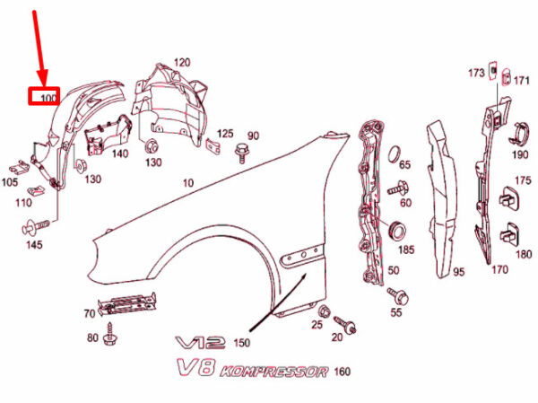 A2156901930 - NEW MB CL C215 FRONT LEFT WHEEL HOUSING LINER FRONT PART A2156901930 ORIGINAL