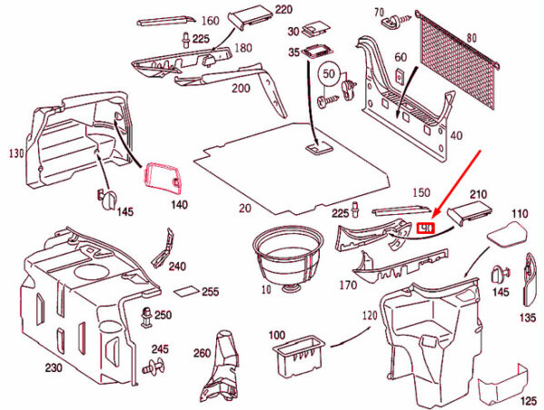 A21569303337C45 - NEW MB CL COUPE C215 LUGAGGE LEFT INSIDE COVER A21569303337C45 ORIGINAL