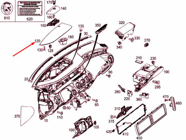 A21768007079J48 - NEW MB S C217 INSTRUMENT PANEL CENTER FILL COVER LHD A21768007079J48 OEM