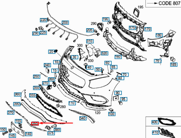 A21788507009040 - NEW MB S C217 AMG FRONT BUMPER RIGHT ORNAMENTAL TRIM A21788507009040 ORIGINAL