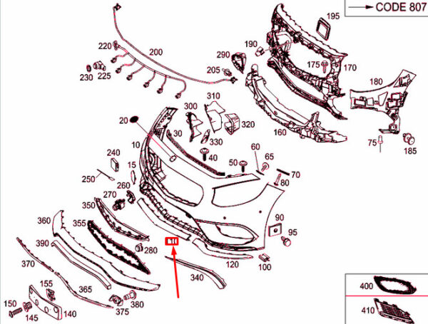 A2178851221 - NEW MB S COUPE C217 FRONT BUMPER CENTRAL BOTTOM TRIM A2178851221 ORIGINAL
