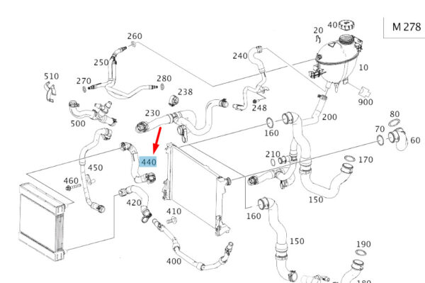 A2185011782 - NEW MERCEDES-BENZ CLS C218 UPPER RADIATOR COOLANT HOSE A2185011782 ORIGINAL