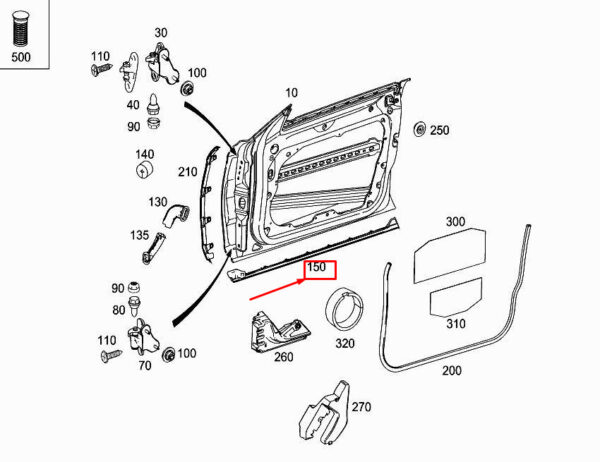 A2186902662 - NEW MERCEDES-BENZ CLS C218 FRONT RIGHT DOOR DEFLECTOR STRIP A2186902662 ORIGINAL