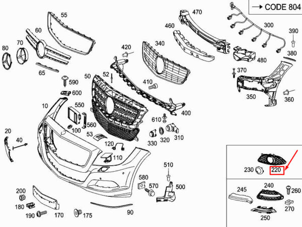 A2188850253 - NEW MERCEDES-BENZ CLS C218 FRONT LEFT VENTILATION GRILLE A2188850253 ORIGINAL