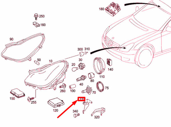 A2198290414 - NEW MERCEDES-BENZ CLS C219 RIGHT LIGHTING UNIT BRACKET A2198290414 ORIGINAL