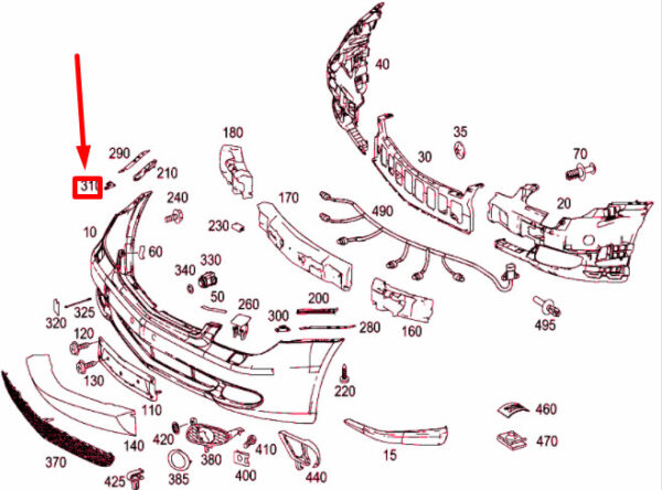 A2198800227 - MERCEDES-BENZ CLS C219 Front Bumper Right Spring Element A2198800227 NEW GENUINE