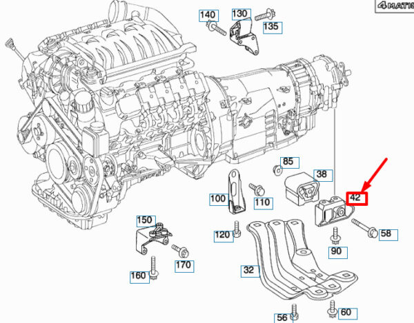 A2202421001 - NEW MERCEDES-BENZ S W220 REAR LEFT ENGINE SUSPENSION MOUNT A2202421001 ORIGINAL