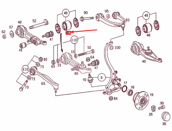 A2203333114 - Mercedes-Benz S W220 Front Spring Handlebar Bearing A2203333114 NEW GENUINE