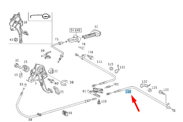 A2204202785 - NEW MERCEDES-BENZ S W220 REAR LEFT PARKING BRAKE CABLE A2204202785 ORIGINAL
