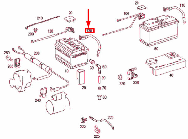 A220540023198 - NEW MB SL R230 STARTING MOTOR BATTERY GROUND LINE LHD A220540023198 ORIGINAL