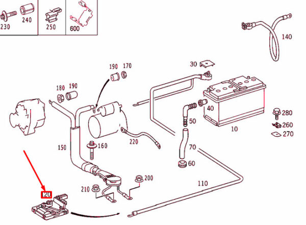 A2205460541 - NEW MERCEDES-BENZ S W220 BATTERY CABLE CONNECTOR A2205460541 ORIGINAL
