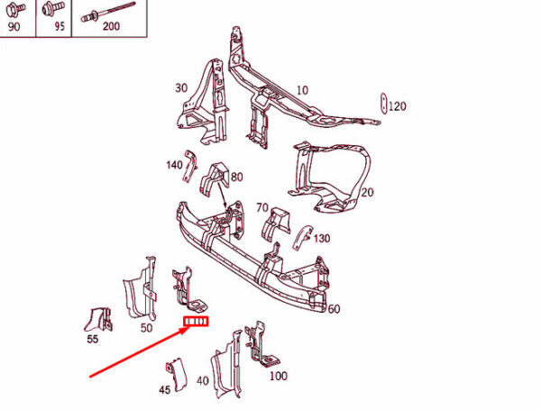A2206202031 - NEW MERCEDES-BENZ S W220 RIGHT RADIATOR SUPPORT CONSOLE A2206202031 ORIGINAL