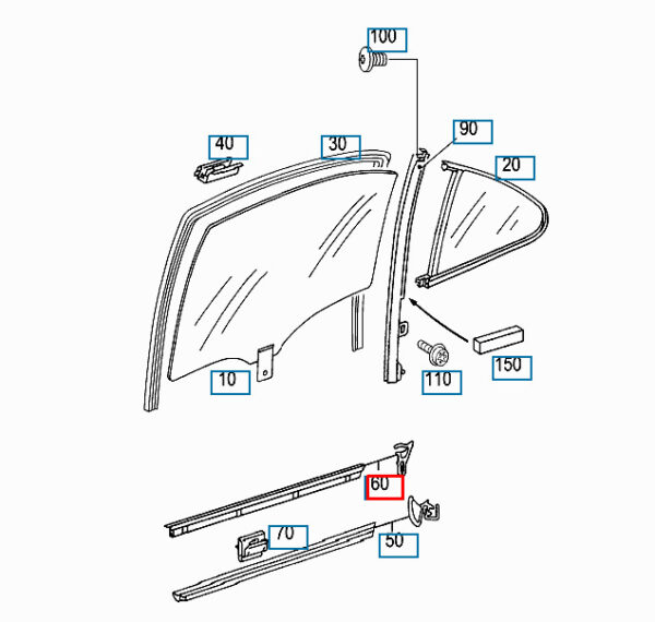 A2207300724 - NEW MERCEDES-BENZ S W220 REAR WINDOW WEATHERSTRIP SEAL A2207300724