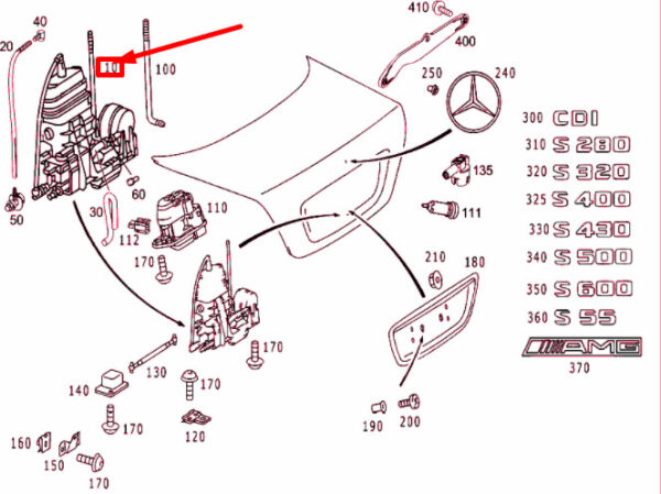 A2207500684 - NEW MB S W220 TRUNK LID ADDITIONAL LOCKING MECHANISM A2207500684 ORIGINAL