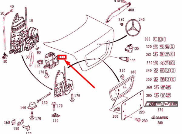 A2207501493 - NEW MERCEDES-BENZ S W220 REMOTE TRUNK RELEASE HANDLE A2207501493 ORIGINAL