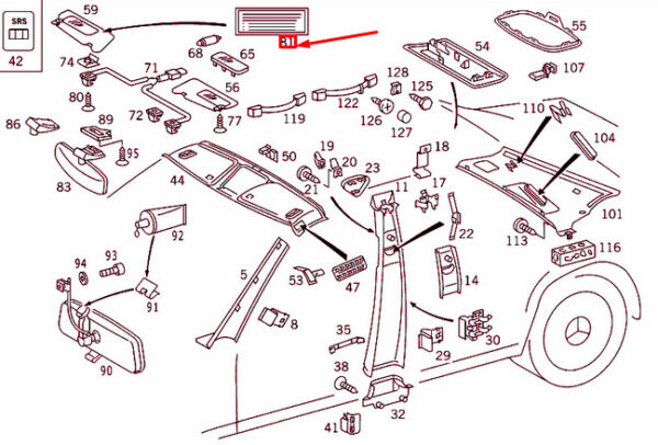 A2208170620 - NEW MERCEDES-BENZ S W140 SUN VISOR GUIDE SIGN A2208170620 ORIGINAL
