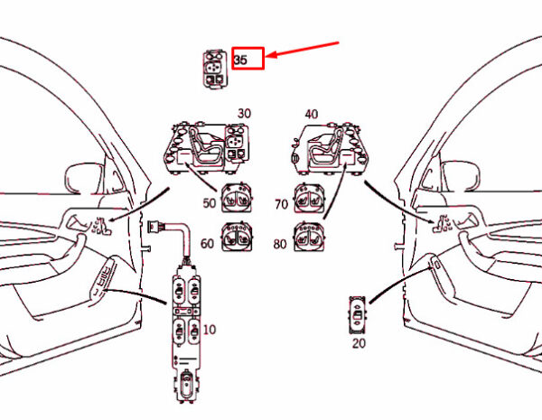 A22082115517C45 - NEW MB S W220 FRONT LEFT MIRROR ADJUSTMENT SWITCH LHD A22082115517C45 ORIGINAL