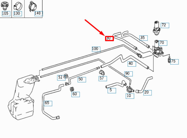 A2208320394 - NEW MB S W220 HEAT EXCHANGER TO WATER VALVE HOSE LHD A2208320394 00-05 ORIGINAL
