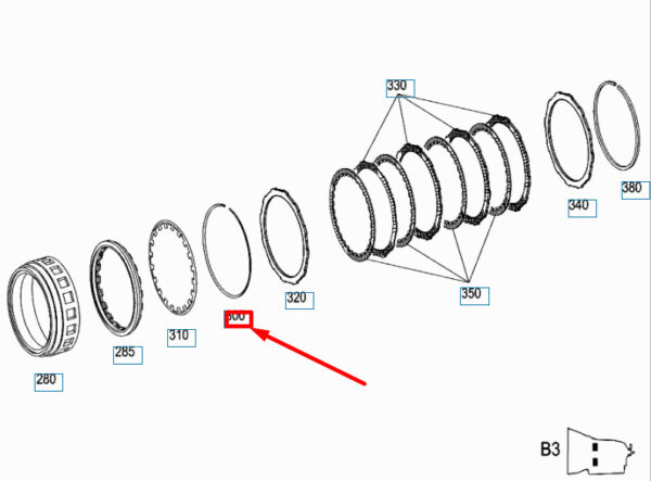 A2209940340 - MB S W221 Transmission Laminated Brake Circlip A2209940340 NEW GENUINE