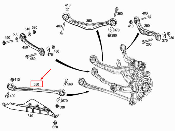 A2213502906 - NEW MERCEDES-BENZ S W222 REAR AXLE THRUST ARM A2213502906