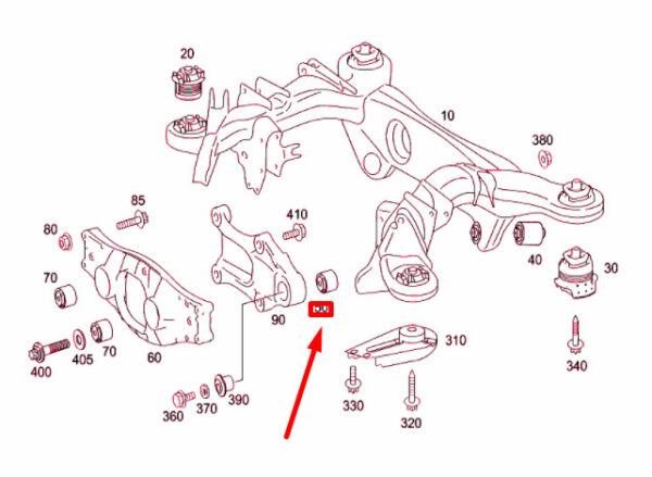 A2213510542 - NEW MB S W221 REAR SUFRAME REAR AXLE HOUSING RUBBER MOUNT A2213510542