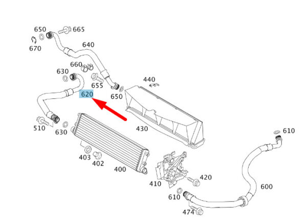 A2215001472 - NEW MERCEDES-BENZ S W221 AMG RIGHT OIL COOLER LINE A2215001472 ORIGINAL