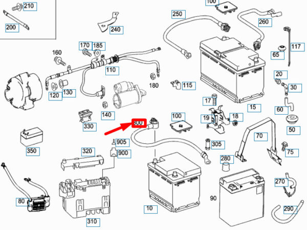 A2215403310 - Mercedes-Benz S W221 Battery Ground Cable LHD A2215403310 NEW ORIGINAL