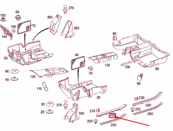 A2216800235 - NEW MERCEDES-BENZ S W221 FRONT RIGHT ENTRANCE COVER RAIL A22168002357E94 OEM