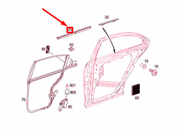 A22173706749051 - NEW MERCEDES-BENZ S W221 REAR RIGHT DOOR COVER STRIP A22173706749051