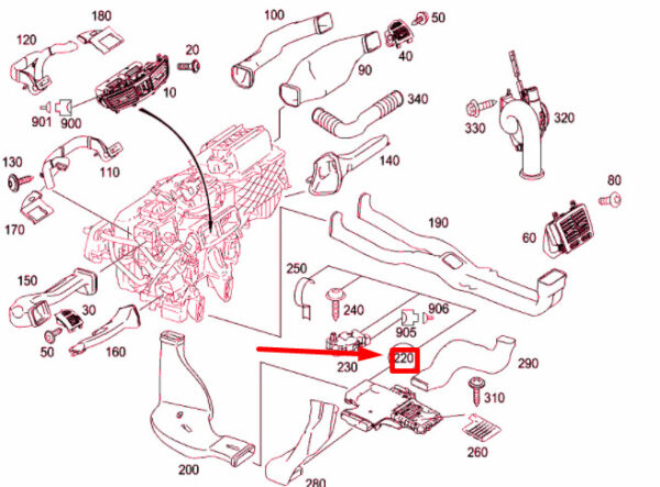 A2218301146 - NEW MERCEDES-BENZ S W221 REAR BOTTOM LEFT AIR DUCT A2218301146 ORIGINAL