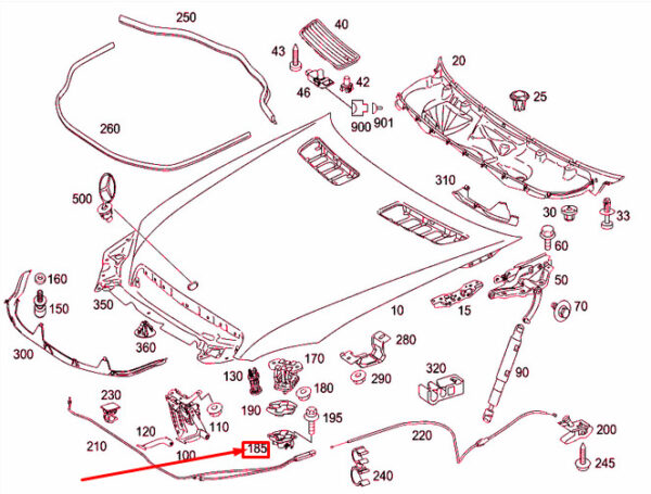 A2218800060 - NEW MERCEDES BENZ S W221 BONNET REST BASE A2218800060 ORIGINAL
