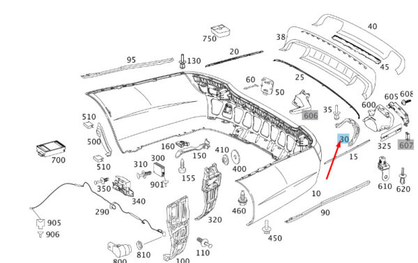A22188502229999 - NEW MERCEDES-BENZ S W221 REAR BUMPER BOTTOM RIGHT COVER A22188502229999 ORIGINAL