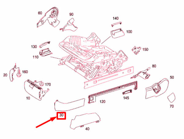 A22191015549051 - NEW MB S W221 FRONT SEAT OUTSIDE LEFT MOULDING A22191015549051 ORIGINAL
