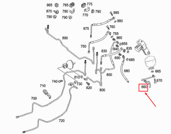 A2223203454 - NEW MERCEDES-BENZ S W222 PRESSURE TANK HIGH-PRESSURE LINE A2223203454