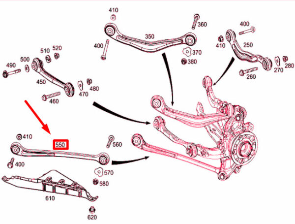 A2223500129 - NEW MB S W222 REAR AXLE SUSPENSION LEFT PUSHING STRUT A2223500129 ORIGINAL