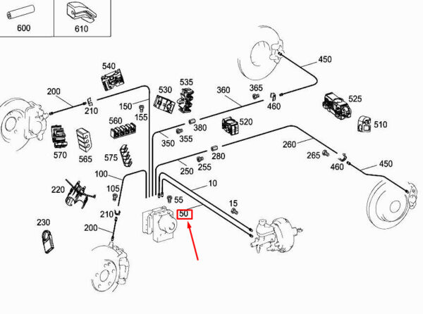 A2224208426 - NEW MERCEDES-BENZ S W222 MASTER CYLINDER BRAKE LINE A2224208426