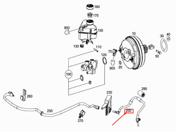 A2224301629 - NEW MERCEDES-BENZ S W222 BRAKE BRAKE VACUUM LINE A2224301629 ORIGINAL