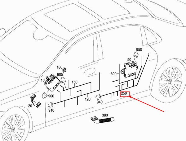 A2224409308 - Mercedes-Benz S W222 Rear Door Electric Harness A2224409308, Original